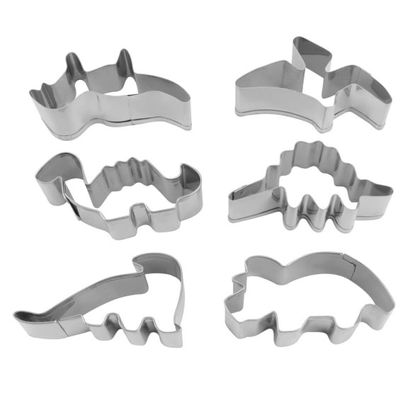 6 Pcs Stainless Steel Cookie Cutters Dinosaur Shape Biscuit Friut Cutter Mold Cake Decorating Tool
