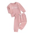 thumbnail image 1 of xiaxaixu Ensemble de Pantalons pour Bébé, Chandail en Molleton à Manches Longues Col Rond avec Broderie de Lettres et Pantalon à Taille Élastique 2 Pcs pour la Saint-Valentin, 1 of 9