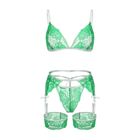 

nsendm Steel Bra G-string Women s Without Sleepwear Thong Suit Underwear Lingerie Lace Thong Sexy Fireman Costume Men Underwear Green XX-Large