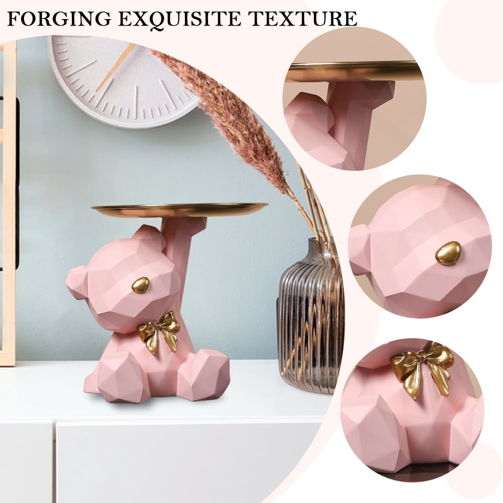 Figura De Oso Geométrica De Resina - Bandeja Decorativa Para Dulces, Llaves O Accesorios - Varios Colores