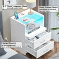 Set of 2 LED Nightstand with Charging Station&LED Lights&2 Drawers