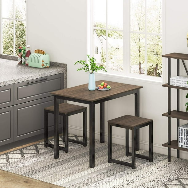 3 Piece Dining Set Studio Collection Soho Table With Two Stools Modern Wood Brown Com Studio Collection Soho Dining Table, Studio Collection 3 Piece Furniture Set
