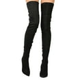 thumbnail image 7 of Women's Pointed Toe Thigh High Stiletto Heel Fashion Boots Black Suede 6.5, 7 of 7