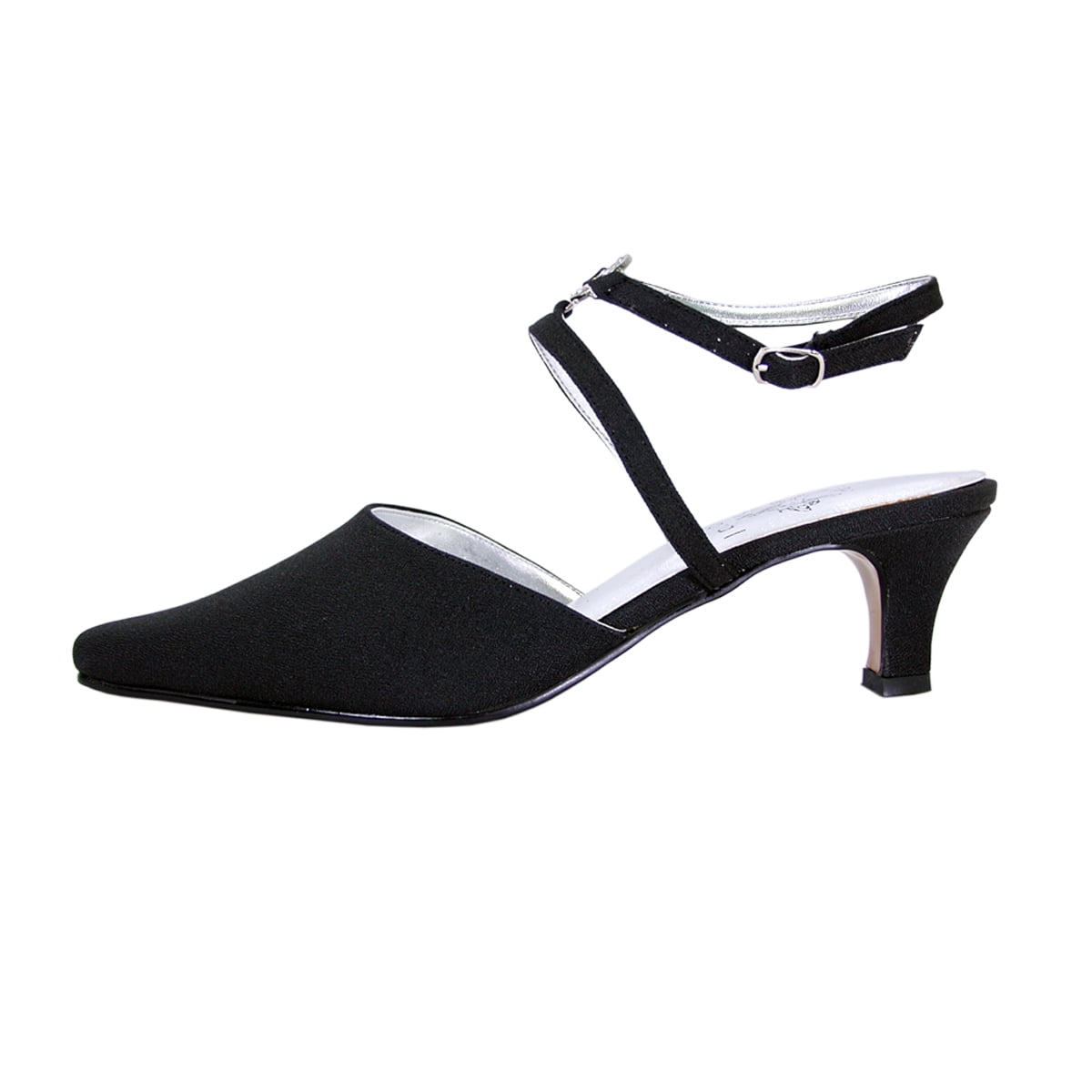 FLORAL Vivien Women's Wide Width Trendy Elegant Rhinestone Accented Ankle Strap Pump Shoes BLACK 10