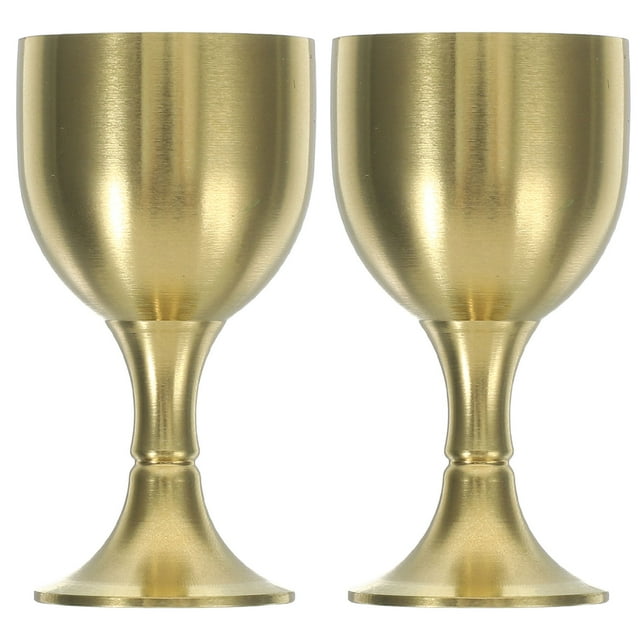 Copa de vino de aleación de cobre, copa de licor antigua, copa de vino de Metal, Retro, 2 uds.