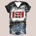 thumbnail image 2 of Odeerbi Christmas Shirts For Women 2025 Casual Print Loose Short Sleeve V-Neck Tops Black, 2 of 5