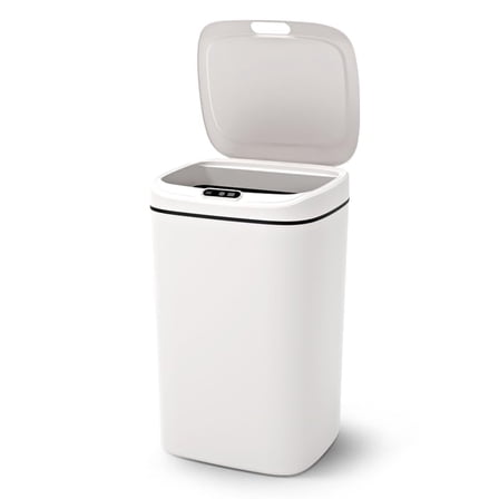 FLY HAWK Touchless Smart Trash Can with Lid, 4.2 Gallon Automatic Smart Garbage Can  for Kitchen Bedroom Office - 4 Open Method Available, White