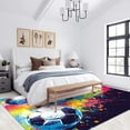 thumbnail image 2 of Sports Theme Area Rugs, Colorful Football Graffiti Carpet, Washable Non Slip Low Pile Soft Rug for Living Room Bedroom Entry Decor Mat 5ftx7ft, 2 of 8