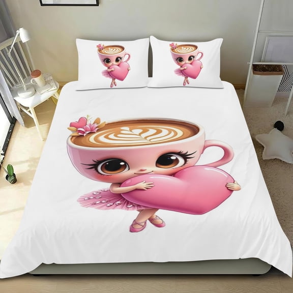 3 Piece Bedding Set For Ballerina Cappuccina Tung Tung Sahur Comforter Cover Set Cute Duvet Cover Sets Super Soft Teens Bedding Set Kids Bedroom Gifts，1 Duvet Cover with 2 Pillowcases Twin