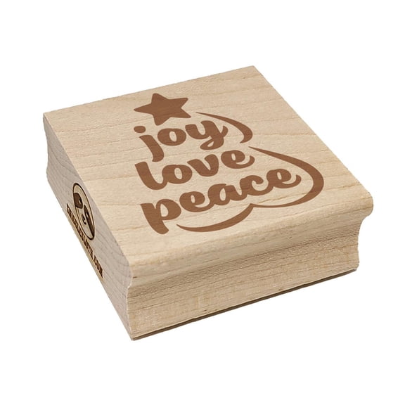 Joy Love Peace Christmas Tree Square Rubber Stamp Stamping Scrapbooking Crafting - Small 1.25in