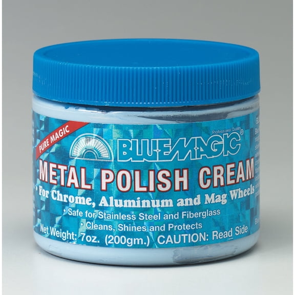 BlueMagic Metal Polish Cream - Non-Abrasive Tarnish Remover for Chrome & Aluminum - 7 Oz