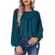 thumbnail image 1 of Jersey de cuello redondo de Color sólido informal de temperamento de otoño e invierno para mujer, camisa holgada de manga larga con mangas acampanadas Pompotops  FGAJ3796, 1 of 8