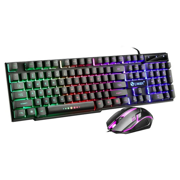 Salange Wired Gaming Keyboard & Mouse Combo, RGB Backlit Mechanical Gaming Keyboard Mouse W/ Multimedia Keys, 26 Anti-ghosting Keys, Spill-Resistant for Windows PC Gamers Desktop Computer Laptop