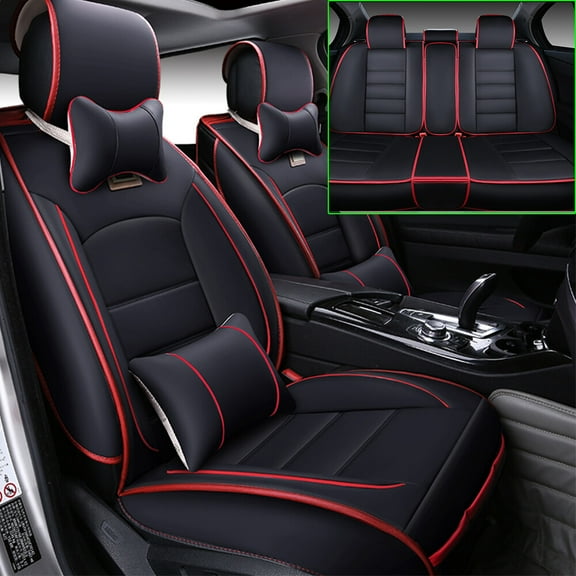 Universal Full Set Luxury 5 Seats PU Leather Front & Rear Car Seat Cover Cushion