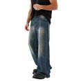 thumbnail image 4 of MYAOYI Mens Baggy Jeans Light Wash Wide Leg Denim Pants, 4 of 9