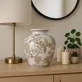 thumbnail image 4 of Decorative Bird and Vines Flower Vase for Home Decor - Ceramic Vase for Bedroom, Kitchen, and Entryway Styling - House Accent for Dining Room and Coffee Table Display - 11", Brown & White, 4 of 14