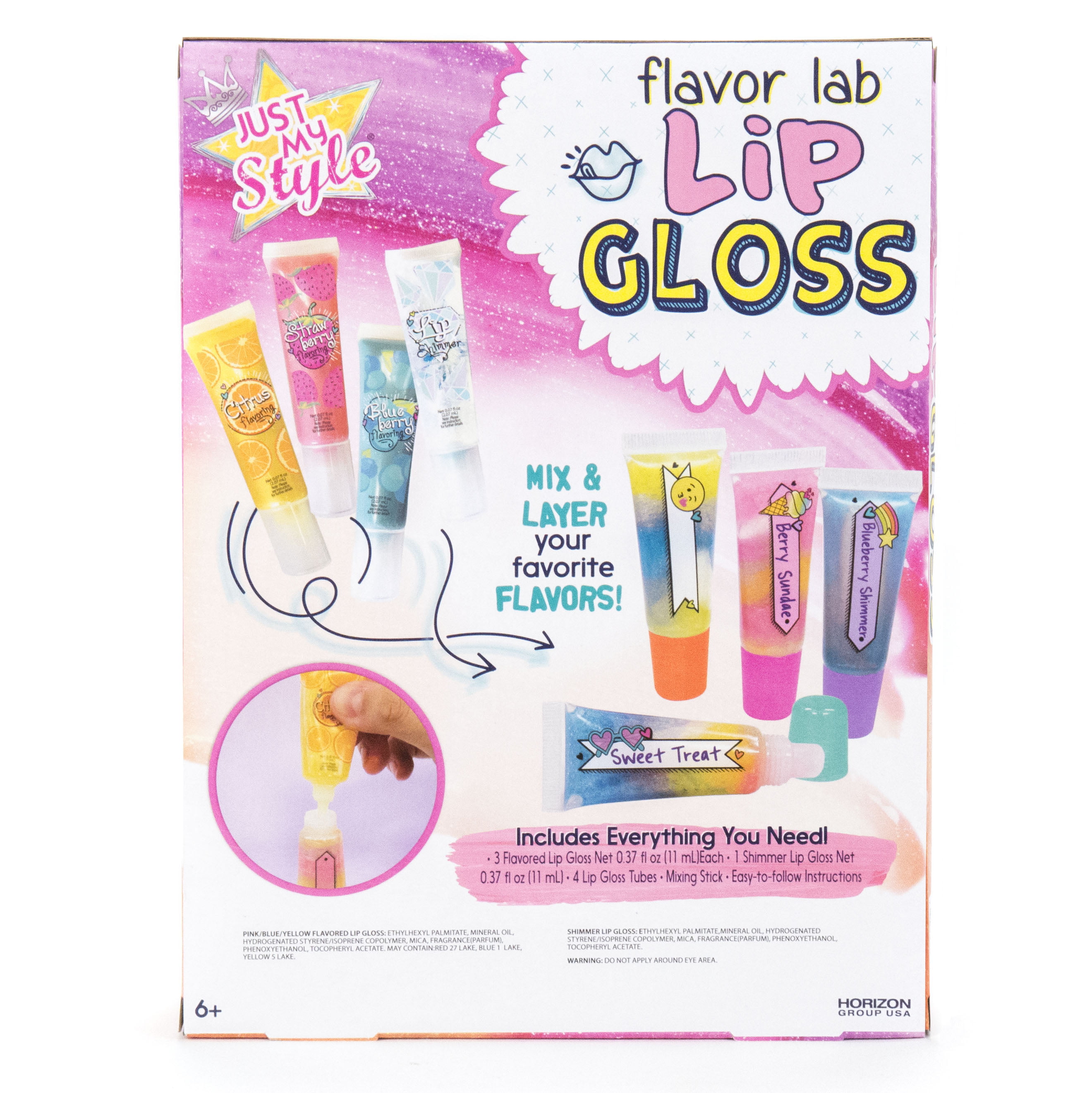 Just My Style Flavour Lab Lip Gloss par Horizon Group USA, DIY 4 Custom Lip  Gloss en mélangeant des saveurs colorées et un chatoyant à lèvres.