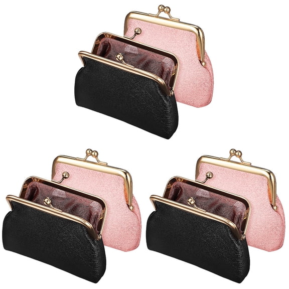 6 Pcs  Coin Bag Small PU Leather Change Purse Portable Travel Mini Wallet with Clasp for Women