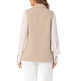 thumbnail image 3 of INSPIRE CHIC Women's Sleeveless Shawl Collar Open Front Work Office Suit Vest Jacket XS Khaki, 3 of 6