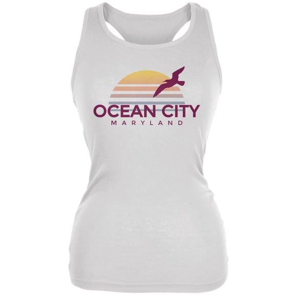 Beach Sun Ocean City Maryland Juniors Soft Tank Top White MD