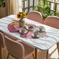 thumbnail image 3 of Valentine's Day Table Cloths for 3 Foot Rectangle Tables, Pink Love Box Abstract Point Stripes Patio Waterproof Elastic Fitted Tablecloths, Washable Rectangular Table Cover for Camping, 3 of 8