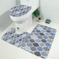 thumbnail image 2 of Blue Geometric Quatrefoil Pattern Bathroom Rugs Sets 3 Piece,Toilet Cover Set,Absorbent Non Slip Bathroom Mats Sets with U-Shaped Contour Rug Toilet Rug Set, 2 of 5