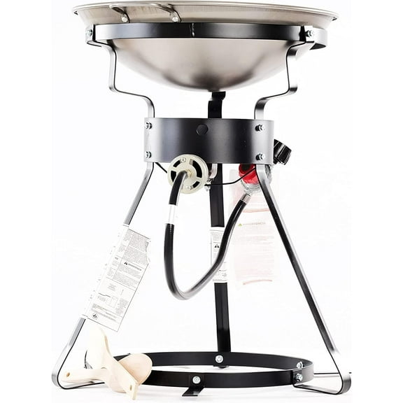 King Kooker 24″ Outdoor Propane Burner Cooker with Wok Stove Burner for Outdoor Cooking