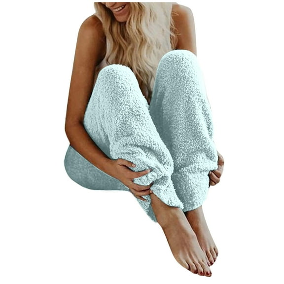 OGLCCG Women's Warm Plush Pajama Pants Winter Cozy Soft Sherpa Fluffy Loungewear Comfy Fuzzy Lounge Pants Fleece Bottoms Sleepwear