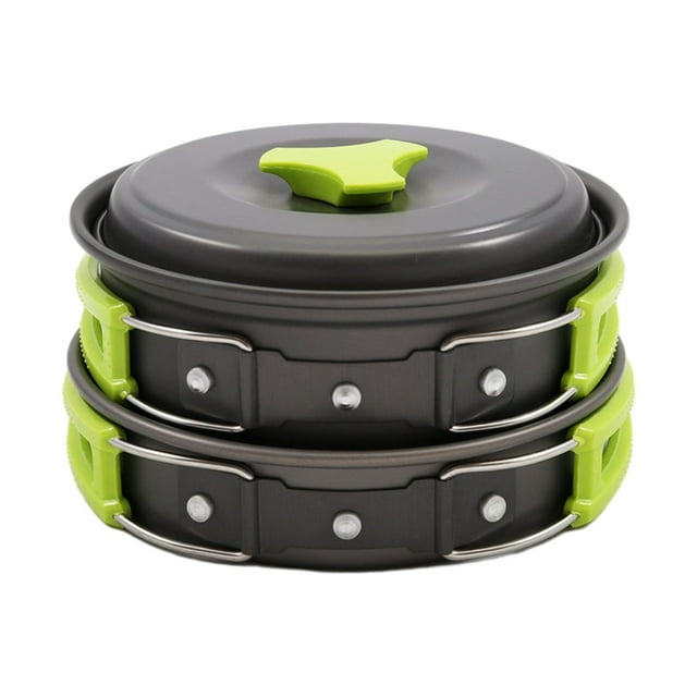 Ensemble de Batterie de Cuisine de Camping en Aluminium Portable, Ensemble de Cuisson Extérieur, Poêle de Cuisson, Randonnée, BBQ, Pique-Nique