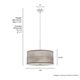 thumbnail image 6 of Hunter - Solhaven 3-light Light Grey Oak, Medium Size Pendant Light, Dimmable, Modern Style, Drum Shaped, for Bedrooms, Dining, Living Rooms - 19379, 6 of 7