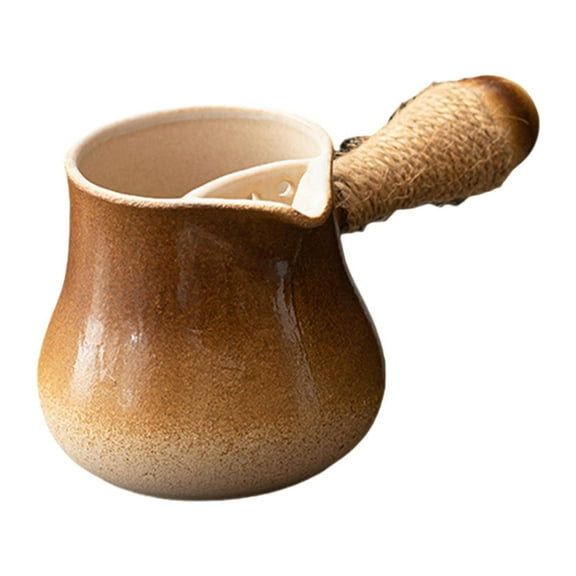 TISHITA Tea Kettle Chinese Ceramic Teapot with Tea Strainer with Anti Scald Handle Milk Jug Tea Pot for Kitchen Household Tea House Picnic Small Brown