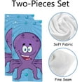 thumbnail image 2 of Coolnut Fingertip Hand Towels, Set of 2 Pcs Happy Purple Octopus Absorbent Face Bath Towels for Bathroom Kitchen, 30"x15", 2 of 6
