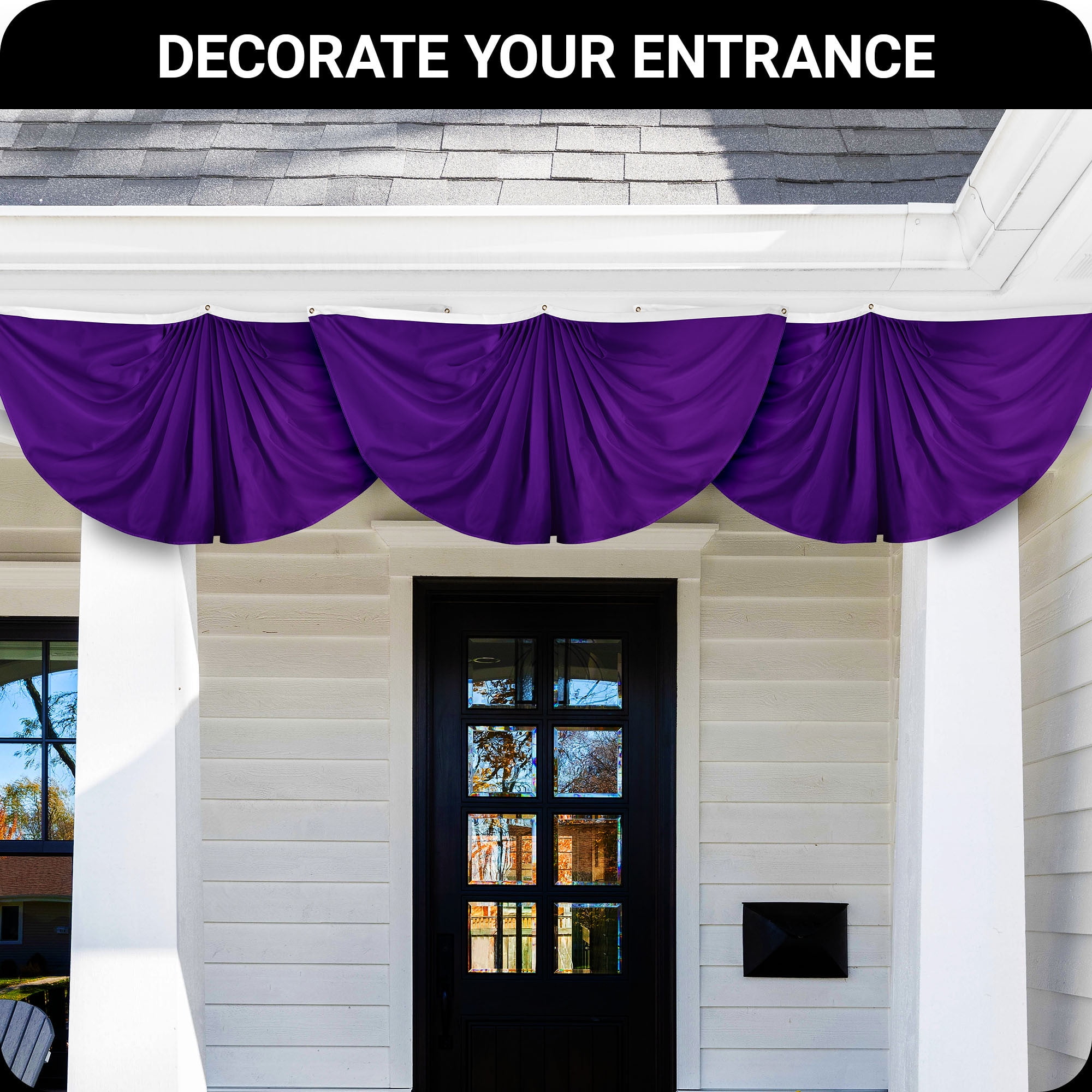G128 Solid Purple Color Pleated Fan Flag | 3x6 Ft | Printed 150D Polyester | Color Fan Flag Decoration, Indoor/Outdoor, Vibrant Colors, Brass Grommets