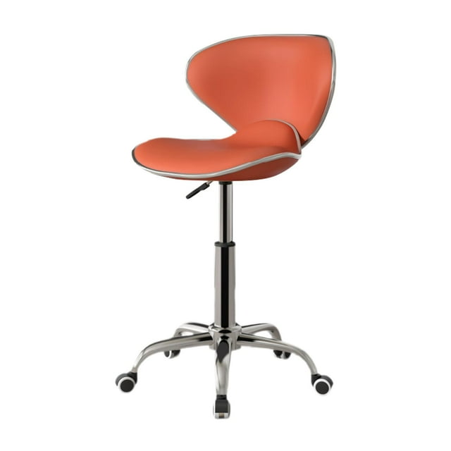 veasfak Bar Stool Adjustable Reception Desk Chair Upholstered Modern Rolling Stool Orange