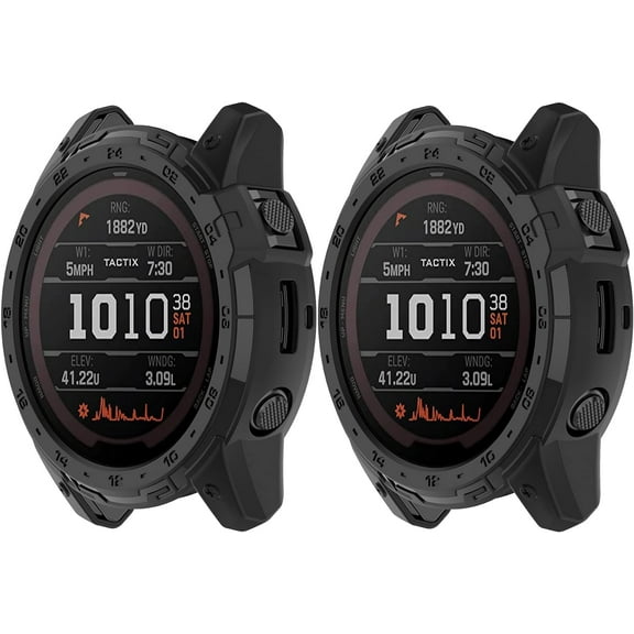 Tianle [2 Pack] Tactix 7 Watch Cases Accessories Compatible with Garmin tactix 7/ Garmin Enduro 2 Case (No Screen Protector) Rugged Protective Case for Garmin Tactix 7 (Black Black)