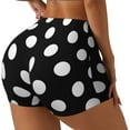 thumbnail image 2 of Fotbe Black and White Polka Dot Seamless Shorts, Womens Workout Shorts High Waist Stretch Booty Short for Gym/Yoga/Running/Biking-Large, 2 of 9