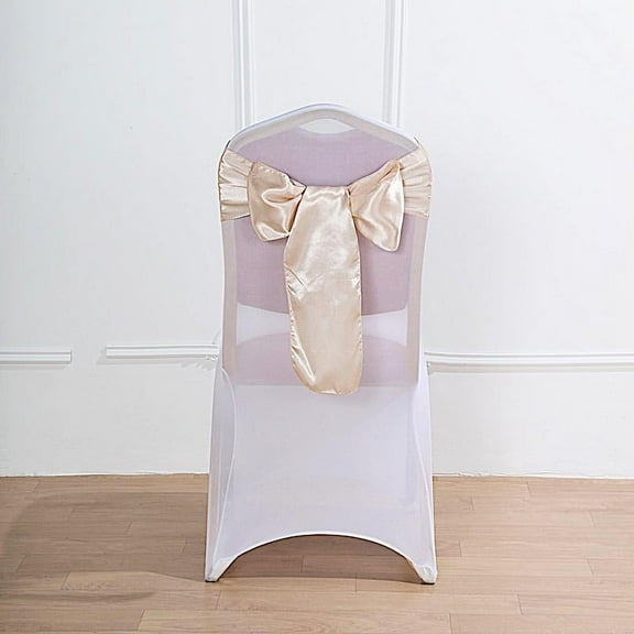 BalsaCircle 20 Beige Satin Chair Sashes Bows Ties Wedding Decorations Party Chair Covers Banquet