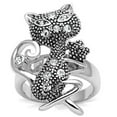 thumbnail image 1 of Alamode 3W036-5 Women Rhodium Brass Ring with Top Grade Crystal in Clear - Size 5, 1 of 1