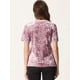 thumbnail image 3 of Camiseta de manga corta con cuello redondo informal de terciopelo vintage para mujer Rosa L, 3 of 5