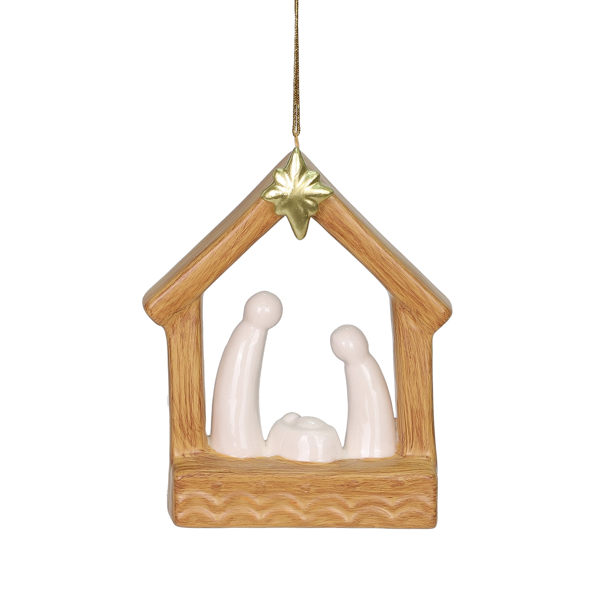 Holiday Time PL 4.5 in  Warm Wishes Ceramic Nativity Ornament Home Decor, HOLIDAY TIME PL WW NATIVITY ORNAMENT