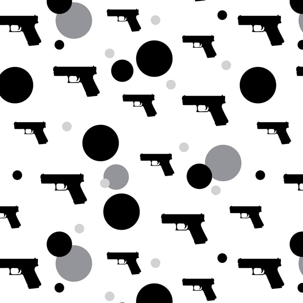 Handgun Weapon Black on White Premium Gift Wrap Wrapping Paper Roll