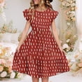 thumbnail image 2 of THDHVS Kids Dress,Delightful Short Sleeve Dress with Double Ruffle Sleeves for Girls Summer Casual Wear Special Day and Party,Dresses for Girls Red, 2 of 9