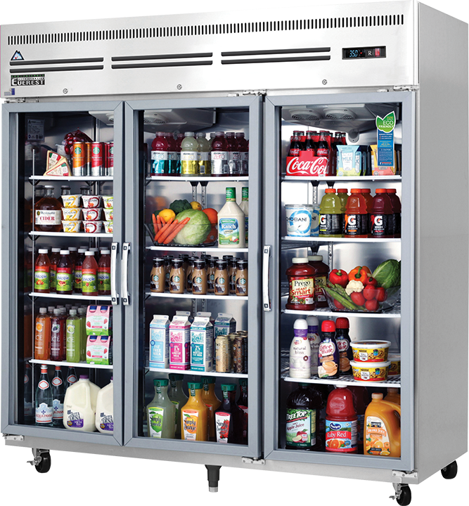 Everest Refrigeration ESGR3A Reach-in Refrigerator 3 Glass Doors, 115v, NSF - 71 cu. ft.