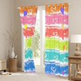 thumbnail image 3 of Manfei Rainbow Printing Blackout Curtains, Kawaii Stripe Love Heart Window Curtains Pack of 2 (38x45 Each), Pink Green Blue, 3 of 6