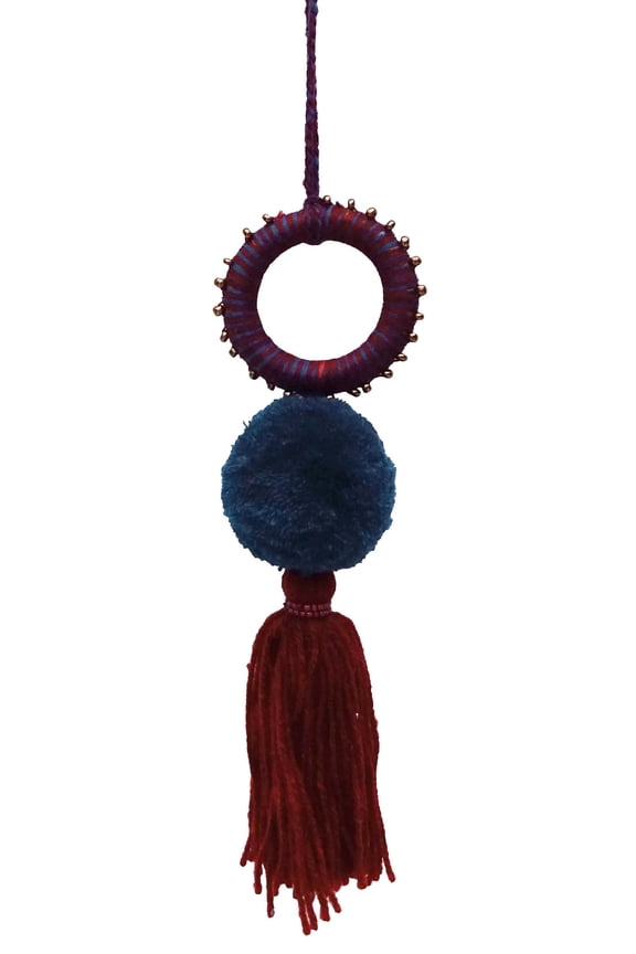 IBA Indianbeautifulart Women Brick Red Crafting Thread Tassels Supply Handbag Charms Pack Of 2 Pieces
