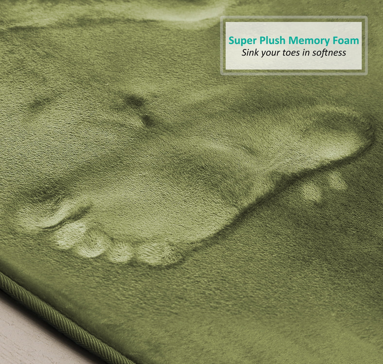 Clara Clark Premium Bath Rug, 2 Piece, Memory Foam Sage Green, 17 x 24 in/20 x 32 in