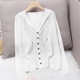 thumbnail image 2 of Cekizud Hooded Knit Cardigan for Women Long Sleeve Button Front Drawstring Hood Casual Cardigan Sweater, Free Size, 2 of 7