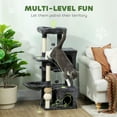 thumbnail image 4 of PawHut Multi-Level Cat Tower, Cat Tree with 2 Condos and Hammock, Dark Grey, 4 of 10