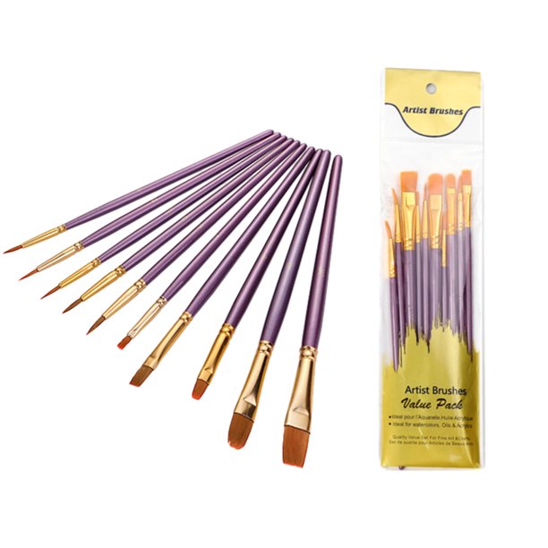 Moyic 10 unids/set sistema de cepillo de aceite suave y duradero con rendimiento duradero respetuoso del medio ambiente versátil Kits de experimentos de química Púrpura