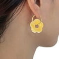 thumbnail image 6 of SIEYIO Gold Color Metal Vintage Acrylic Flower Hoop Earrings for Women Party Jewelry, 6 of 20